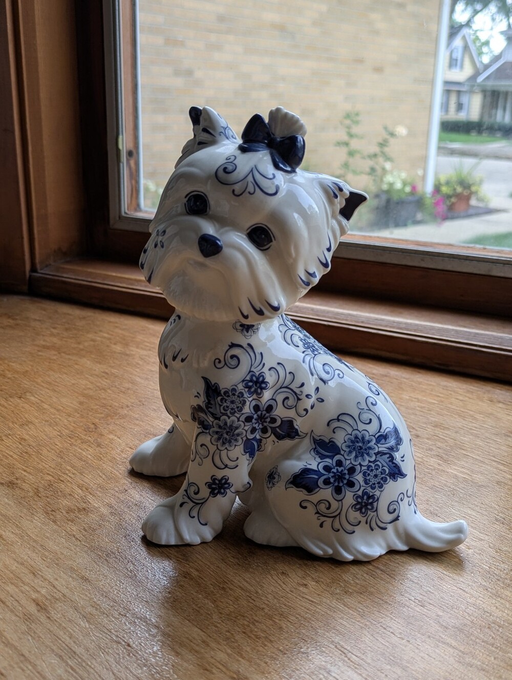 HTF Elegant Companion Blue White Porcelain Yorkshire Terrier Yorkie